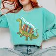 Teachersaurus Dinosaur Teachers Dino Reading Book Librarian Comfort Colors Sweatshirt Butter