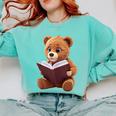 Teddy Bear Reading a Book Comfort Colors Sweatshirt Butter
