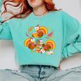 Turkey Reading Books Fall Thanksgiving Teacher Librarian Comfort Colors Sweatshirt Butter