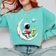 UFO Alien Astronaut Reading Book In Space Comfort Colors Sweatshirt Butter