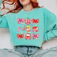 Valentine Cupid Coquette Pink Bow Apple Books Teacher Comfort Colors Sweatshirt Butter