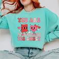 Valentine Day Book You Are Too Sweet Librarian Teacher Kids Comfort Colors Sweatshirt Butter