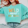 Wild About Reading Animal Bookworm Library Book Lover Reader Comfort Colors Sweatshirt Butter