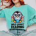 Wild About Reading Book Lover Penguin Comfort Colors Sweatshirt Butter