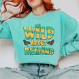 WILD ABOUT READING I Love Books Bookworm Library Day Comfort Colors Sweatshirt Butter WILD ABOUT READING I Love Books Bookworm Library Day Comfort Colors Sweatshirt Butter