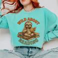 Wild About Reading Sloth Coffee Teacher Book Lover Comfort Colors Sweatshirt Butter