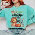 Wild About Reading Zoo Animals For Bookworm Book Reader Comfort Colors Sweatshirt Butter