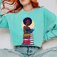 Woman And Books Stack Afro Girl Reading Lover Comfort Colors Sweatshirt Butter Woman And Books Stack Afro Girl Reading Lover Comfort Colors Sweatshirt Butter