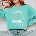 Women's 1986 Chapter Forty 40th Birthday Wildflower Book 40 Year Old Comfort Colors Sweatshirt Butter