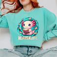 Women's Readsolotl Kawaii Axolotl Reading Book Lover Comfort Colors Sweatshirt Butter