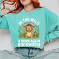 Women's Wild About Reading Book Reader Lion Zoo Animals Kids Comfort Colors Sweatshirt Butter