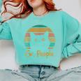 Ew People Retro Cat Lover Social Introvert Comfort Colors Sweatshirt Chalky Mint
