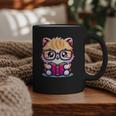 Adorable Book Lover Persian Cat With Reading Glasses Cute Graphic Print Coffee Mug