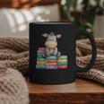Adorable Donkey With Heart Sitting On Colorful Book Stack Graphic Print Coffee Mug