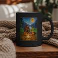 Bigfoot And Alien Reading Books Campfire Halloween Graphic Print Coffee Mug