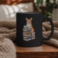 Bookworm Corgi Reading Books Drinking Coffee Dog Lover Graphic Print Coffee Mug