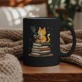 Cat Reading Books Graphic Print Coffee Mug