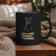 Cat Sitting On Books Graphic Print Coffee Mug