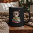 Cute Hedgehog Reading Books Animal Lover Reader Bookworm Graphic Print Coffee Mug