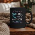 Cute Mermaid Librarian Teacher Dive Into A Good Book Reading Graphic Print Coffee Mug