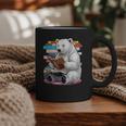 Cute Polar Bear Is Reading a Book Reading Polar Bear Graphic Print Coffee Mug