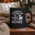 Easily Distracted By Cats And Books Cute Cat And Book Lovers Graphic Print Coffee Mug Easily Distracted By Cats And Books Cute Cat And Book Lovers Graphic Print Coffee Mug