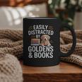 Easily Distracted By Goldens & Books Golden Retriever Dog Graphic Print Coffee Mug
