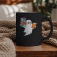 Ghost Reading Books Halloween Library Graphic Print Coffee Mug