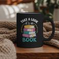 Take a Look It's In a Book Teacher Reading Apparel Graphic Print Coffee Mug