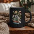 Raccoon Books Reading Flowers Graphic Print Coffee Mug