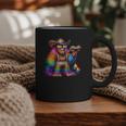 Rainbow Pride Bigfoot Reading Book With Heart Glasses Graphic Print Coffee Mug