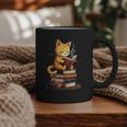 Reading Cat Books Cute Graphic Print Coffee Mug