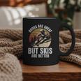 Skier BOOKS ARE GREAT BUT SKIS ARE BETTER Vintage Graphic Print Coffee Mug