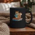 Squirrel Reading Book Glasses Bookworm Librarian Graphic Print Coffee Mug