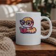 Adorable Book Lover Rattlesnake With Reading Glasses Cute Graphic Print Coffee Mug