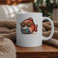 Adorable Book Lover Salmon With Reading Glasses Cute Graphic Print Coffee Mug