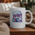 Adorable Book Lover Yeti With Reading Glasses Cute Graphic Print Coffee Mug