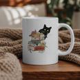 Cat And Books Flowers Reading Club Cat Lover Bookworm Graphic Print Coffee Mug Cat And Books Flowers Reading Club Cat Lover Bookworm Graphic Print Coffee Mug