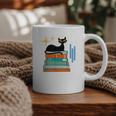 Cat And Books Retro Midcentury Mid Century Aesthetic Graphic Print Coffee Mug