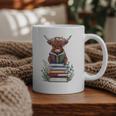 Cute Highland Cow With Book Floral Bookworm Librarian Book Graphic Print Coffee Mug Cute Highland Cow With Book Floral Bookworm Librarian Book Graphic Print Coffee Mug