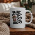 Easily Distracted By Cats And Books Lovers Reading Graphic Print Coffee Mug