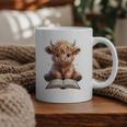 Highland Cow Reading Book Bookworm Graphic Print Coffee Mug