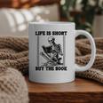 Life Is Short Buy The Book Skeleton Book Lover Reading Graphic Print Coffee Mug