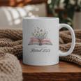 Quote New Chapter Begins Retired 2025 Floral Open Book Graphic Print Coffee Mug
