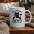 Read Banned Books Drink Coffee Fight Evil Retro Cat Graphic Print Coffee Mug