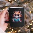 Adorable Book Lover Maine Coon Cat With Reading Glasses Cute Graphic Print Coffee Mug Adorable Book Lover Maine Coon Cat With Reading Glasses Cute Graphic Print Coffee Mug