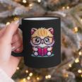 Adorable Book Lover Persian Cat With Reading Glasses Cute Graphic Print Coffee Mug