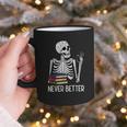 Never Better Skeleton Read Reading Book Librarian Men Women Graphic Print Coffee Mug