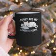 Books Are My Favorite People Cat With Coffee Mug Book Lovers Graphic Print Coffee Mug