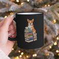 Bookworm Corgi Reading Books Drinking Coffee Dog Lover Graphic Print Coffee Mug